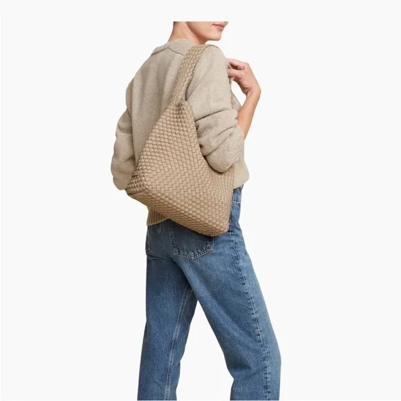 Naghedi Beige Woven Hobo Bag - Picture 3 of 9